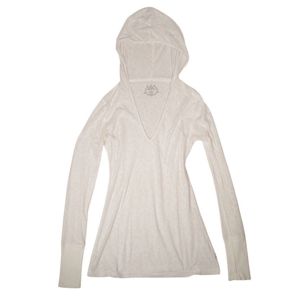 Prana Hoodie‎ Sheer Paisley Bella Swan White Cotton Women XS